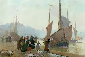 Caffieri: Home Coming Fleet ' harbour scene