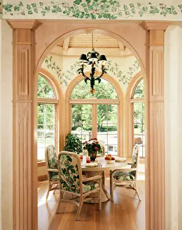 Setters: At Home Solarium Breakfast Table Set with Flowers in Center