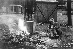 Spitalfields: HOMELESS MAN & BONFIRE