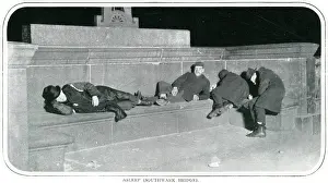 Sleepers: Homeless men sleeping on Southwark Bridge, London 1900