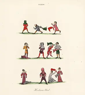 Hoodman: Hoodman blind, or blind man's buff, 14th century