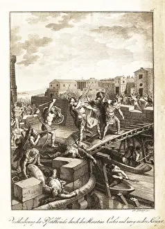 Horatius Cocles defending a Roman bridge from