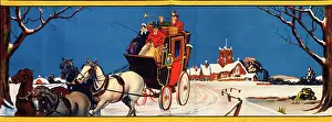 Stagecoach: Horse-drawn coach in the snow