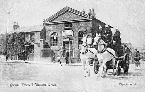 Willesden: Horse-drawn fire engine with crew, Willesden, London