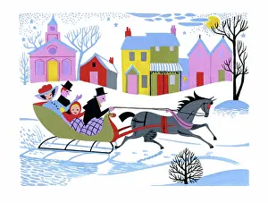 Esme: Horse-drawn sleigh passing through village