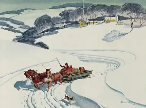 Yule: Horse Pulled Carriage in the Snow