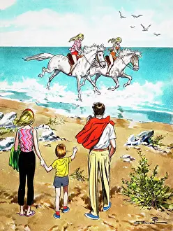 Look & Learn Nursery Material: Horse riding in the surf