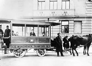 Tramway: Horsebus in Munich, around 1870