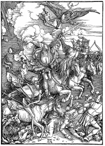 Durer: Four Horsemen of the Apocalypse, illustrating