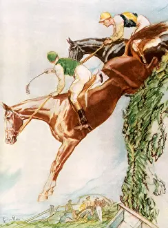Racers: Horses Leap Hurdle