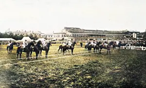 Doncaster: Horses at starting line, Doncaster racecourse