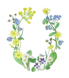 Nots: Horseshoe design of spring flowers