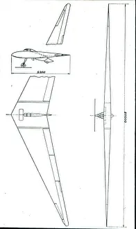 Horten HIII glider three-view drawing