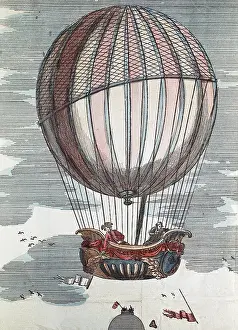 Transportations: Hot-air balloon. 18th c. Engraving