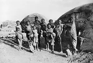 Partially: Hottentots in front of a pondok