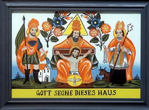 Benediction: house blessing, throne of grace, Saint Florian and Leonhard
