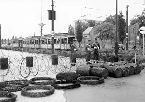 Barbwire: House of Broadcasting in Berlin sealed off by British troops