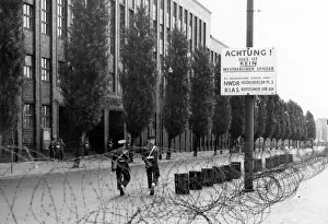 Barbwire: House of Broadcasting in Berlin sealed off by British troops