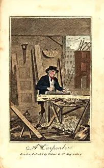 Rafters: House carpenter planing a board on a bench