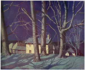 Spooky: House at night in winter