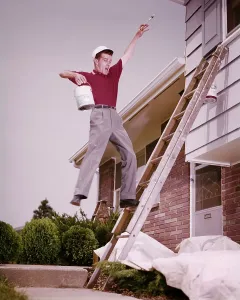 Liability: House Painter Man Holding Paint Can and Brush