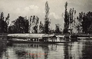 Houseboat: Houseboat (Dungar) on a river, Kashmir, India