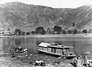 Kashmir: Houseboat on a river in Kashmir, 1927