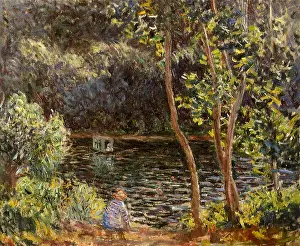 Dappled: Houseboat in River, by Monet