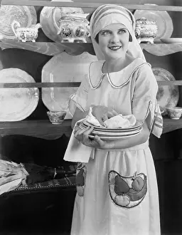 Chinaware: Housekeeper drying plates