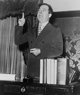 Son In Law: Huey P. Long in a speaking pose in 1935. He was