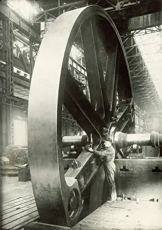Flywheel: A huge flywheel in the Krupp- factory