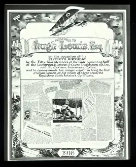 Aviators: Hugh Lewis Esq, commemoration poster