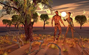 Anthropomorphic: A human Adam meeting an alien Eve