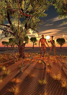 Anthropomorphic: A human Adam meeting an alien Eve
