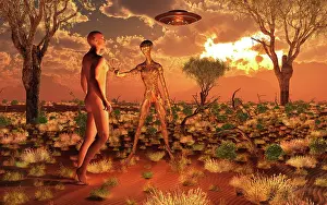 Anthropomorphic: A human Adam meeting an alien Eve