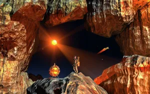 Rays: A human astronaut exploring & mining an asteroid