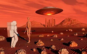 Skinny: A human astronaut making contact with a reptoid alien on ?