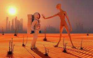 Extended: A human astronaut meeting a reptoid alien being