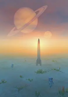 Saturn: Human astronauts exploring the surface of one