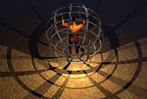 Despair: A human figure trapped in a prison cage