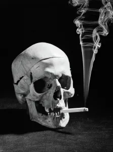 Frt001: Human skull smoking a cigarette