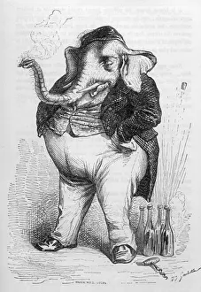 Grandville: Humanised elephant in the role of a bon viveur