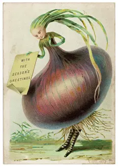 Flavour: Humanised onion on a Christmas card