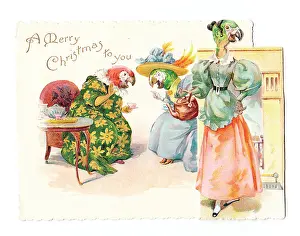 Chatter: Humanised parrots on a Christmas card