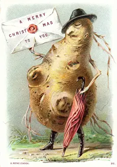 Rothe: Humanised potato on a Christmas card
