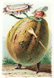 Rothe: Humanised vegetable chef on a Christmas card