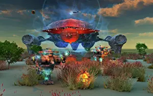 Cyborg: Humans using advanced spaceship technology to