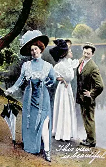 Ogling: A humorous card from 1908 depicting a man ?