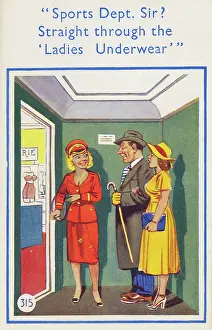 Suggestive: Humorous Postcard - Underwear Department