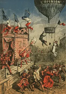 Gunfire: Humorous print of a theatrical performer shooting